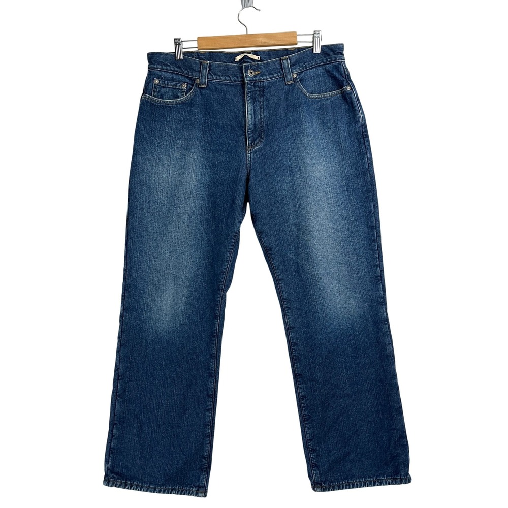 LL Bean Mens‎ Thermal Lined Standard Fit Jeans 35 x 29 Blue Denim Warm Work